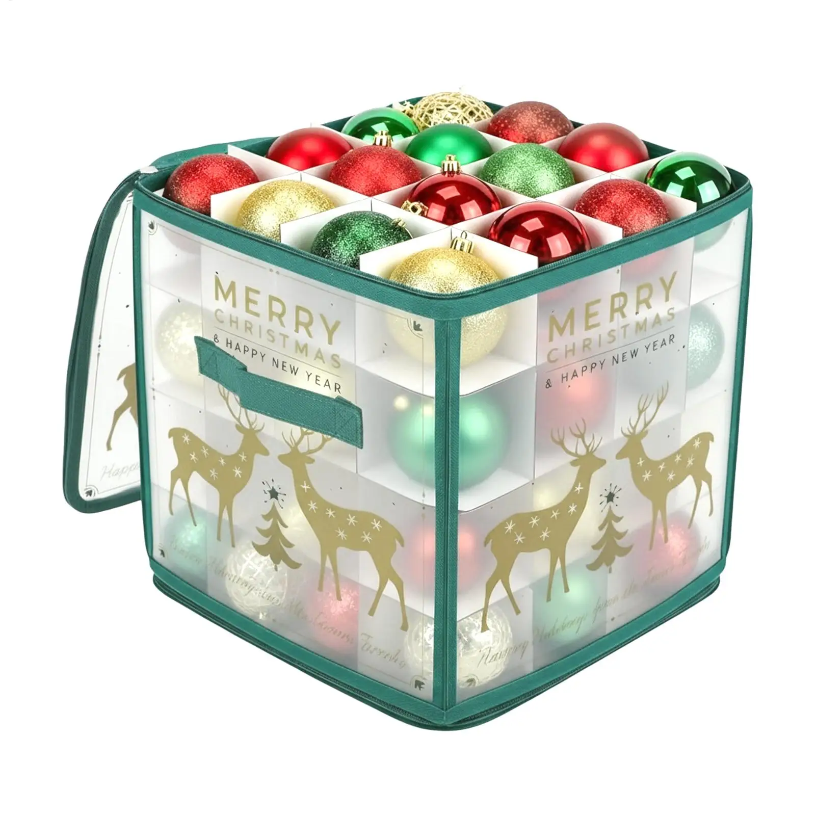 64-Fächer Weihnachtskugel-Aufbewahrungsbox Christbaumkugel-Organizer Weihnachtsbaum-Dekorationen Aufbewahrung mit Trennwänden Spielzeug-Aufbewahrungsbox