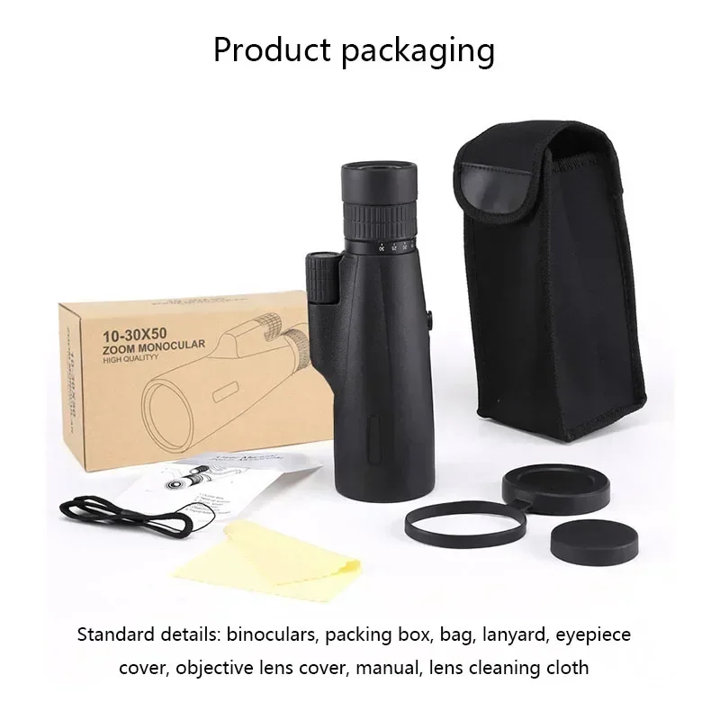 

Обновление Обновление Мощный одиночный бинокль Камеры для мобильных телефонов Охота Кемпинг HD Бинокль с зумом 10-30X50 При слабом освещении Ночной Visi