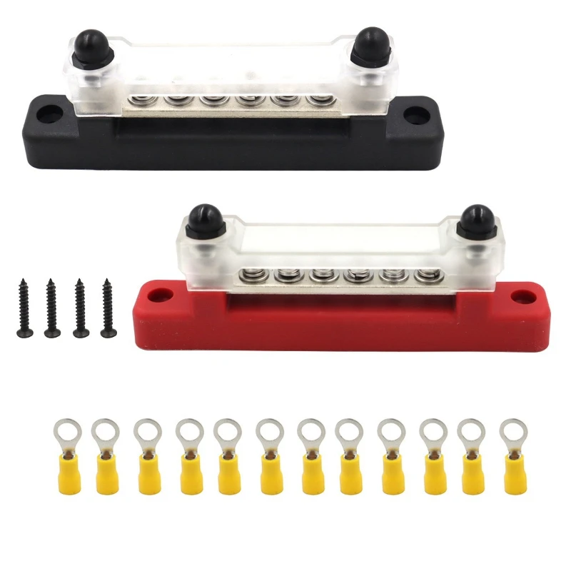 M6 12V Bus Bar 1/4 inch Power Distribution Block 150A Electrical Terminal Block Buss Bar for Truck Boat Car Camper RV