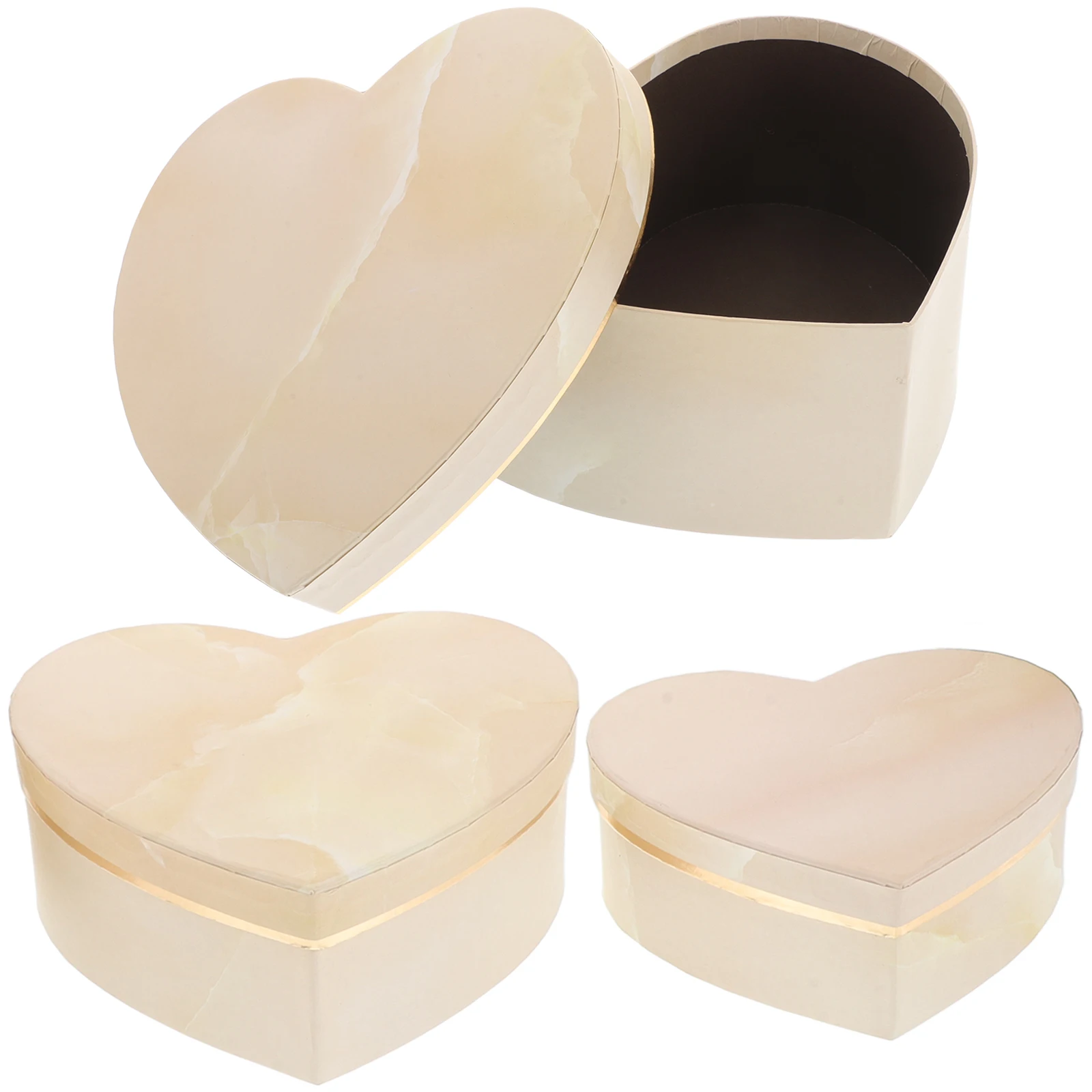 

3pcs Heart Shaped Marble Pattern Gift Box For Valentine'S Day Candy And Flower Packaging Elegant Romantic Present Storage