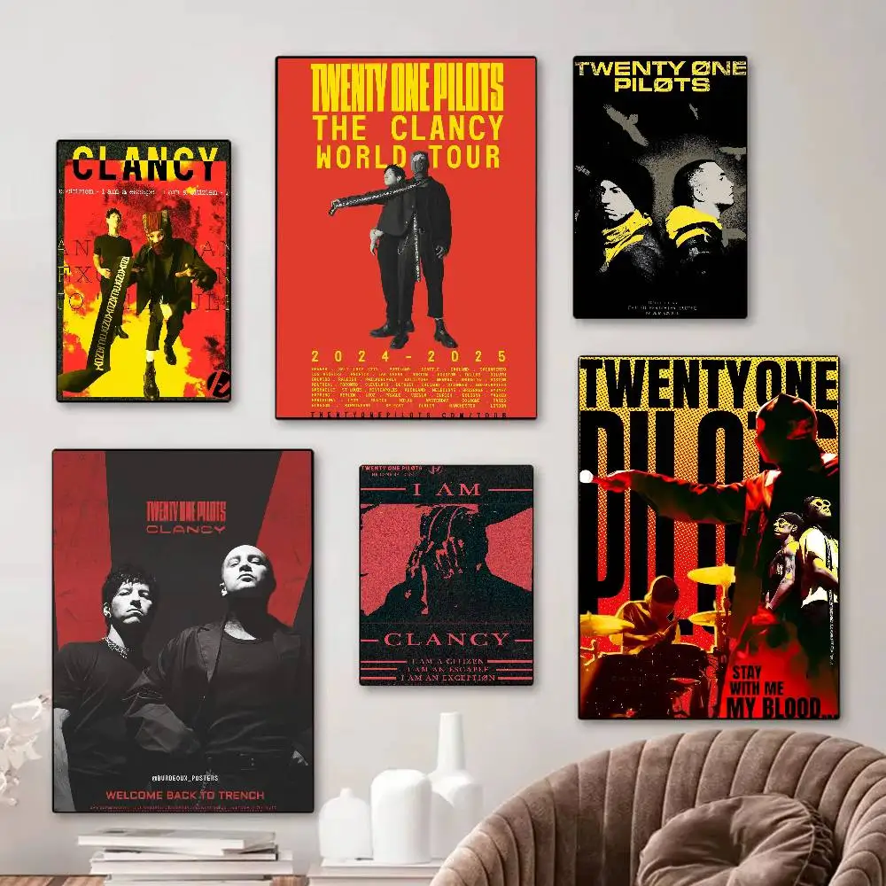 T-Twenty One Pilots Band Classic Anime Poster, wasserfester Papieraufkleber, Kaffeehaus, Bar, Zimmer, Wanddekoration