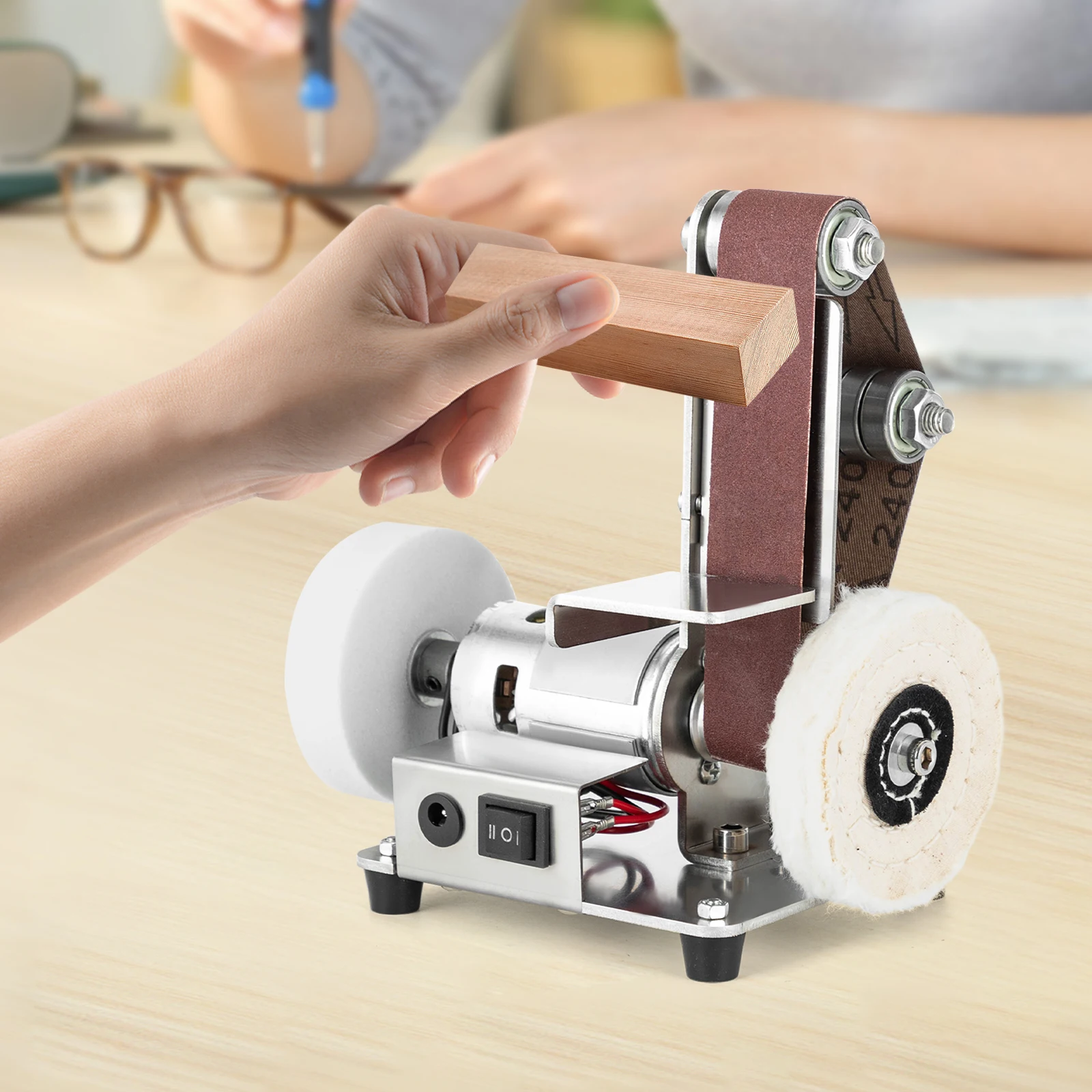 ماكينة صنفرة كهربائية صغيرة 7 سرعات بزاوية قابلة للتعديل لسطح المكتب، أدوات النجارة ذاتية الصنع لطحن المعادن والتلميع #6