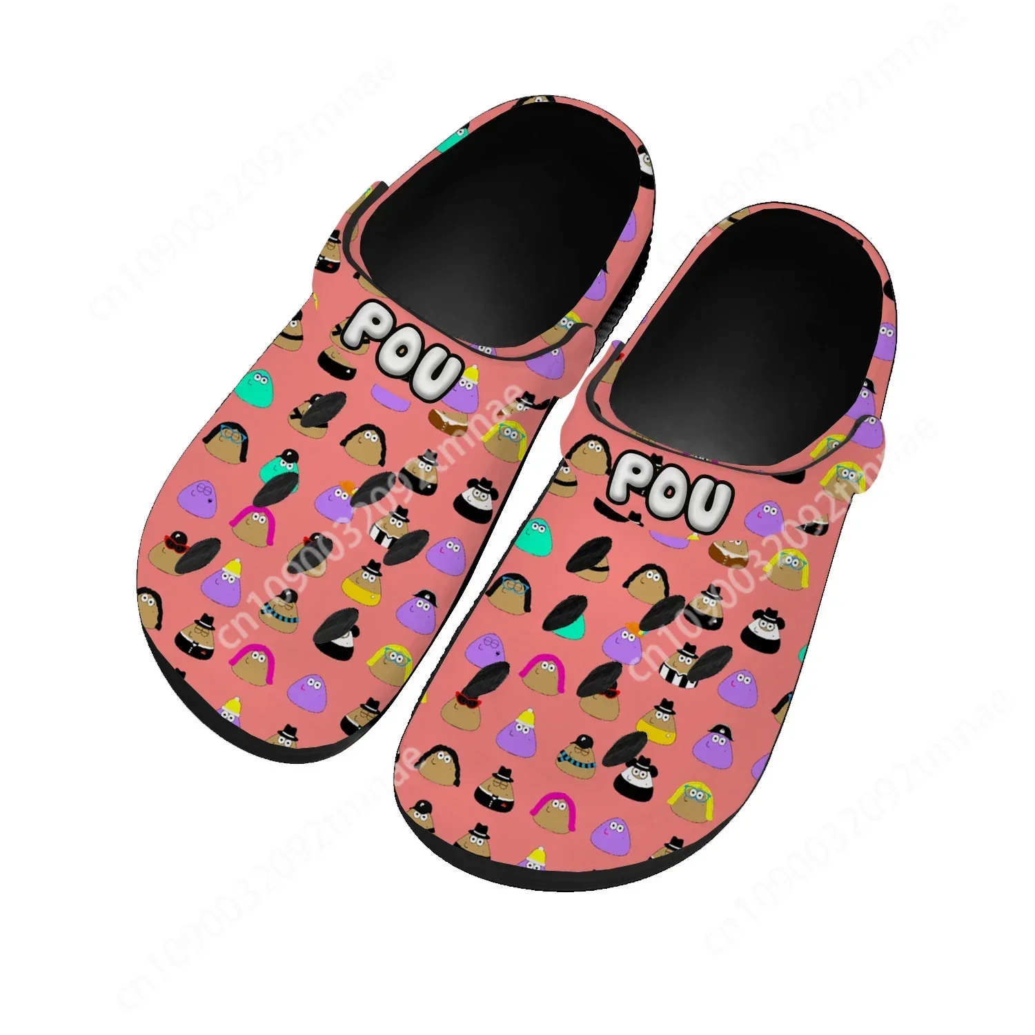 Cartoon Animation POU Tamancos para Homens e Mulheres, Game, Boy, Girl's Sandals, Sapatos de Jardim, Custom, Beach Hole Slippers