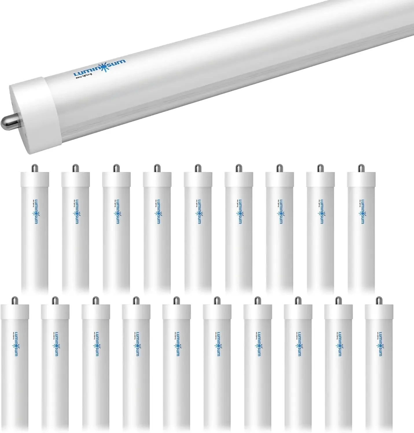 

T8 8 Feet LED Tube Single Pin, 40W (80W equivelant), FA8 Base, Milky Cover, Cool White 6000k, 277V, ETL Certified, 20-Pack