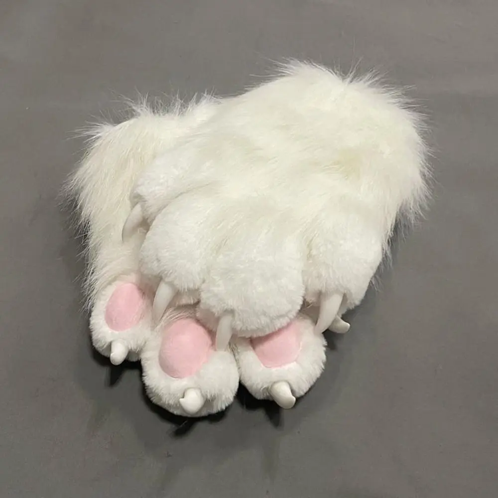 Guantes de disfraz de Cosplay de dibujos animados Kawaii, traje peludo Kigurumi, guantes de pata de gato de peluche, mitones gruesos y cálidos con garra de gato, regalos