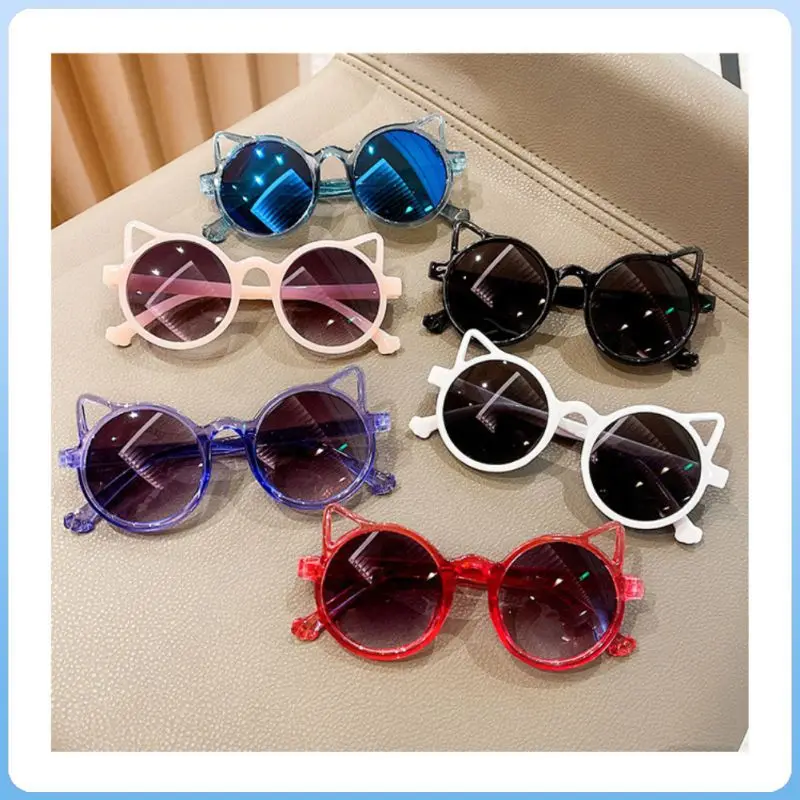 Cartoon Sunglasses Colorful Summer Outdoor Glasses Cat Eye Eyewear Children Girls Round Frame Beach Plastic Очки Солнечные