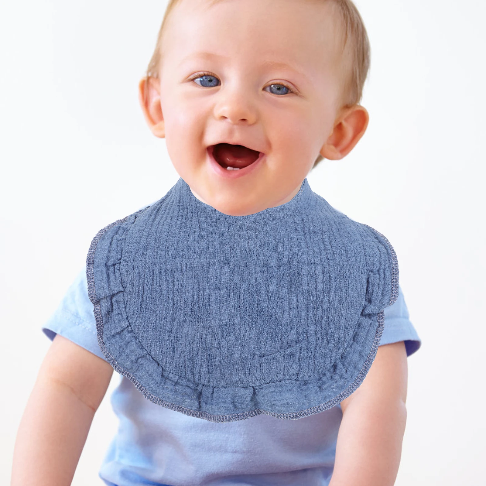 

4pcs Baby Cotton Pure Muslin White Bibs For Newborn Bandana Drool Bibs With Snaps Unisex Infant Feeding Teething Dribble Bib