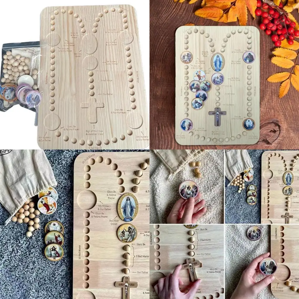 

Necklace Making Board Prayer Bead Counting Board with Colorful Card Slot Rosary Board Trays Rosary Necklace Making