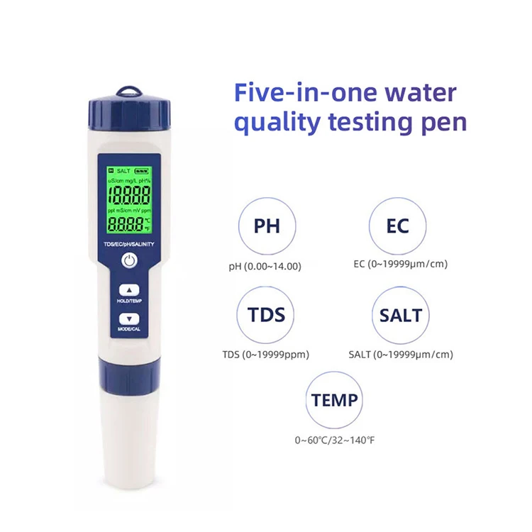 Multi-parameter 7 in 1 3in1 Water Quality Tester Temperature Sensor SG SALT ORP PH EC TDS Meter