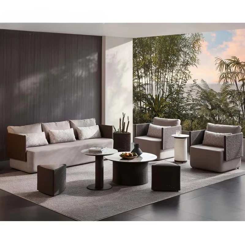 Durable TPU Rope Aluminium Backyard Hotel Apartment Garden Furniture Outdoor Sofa Modular Sets