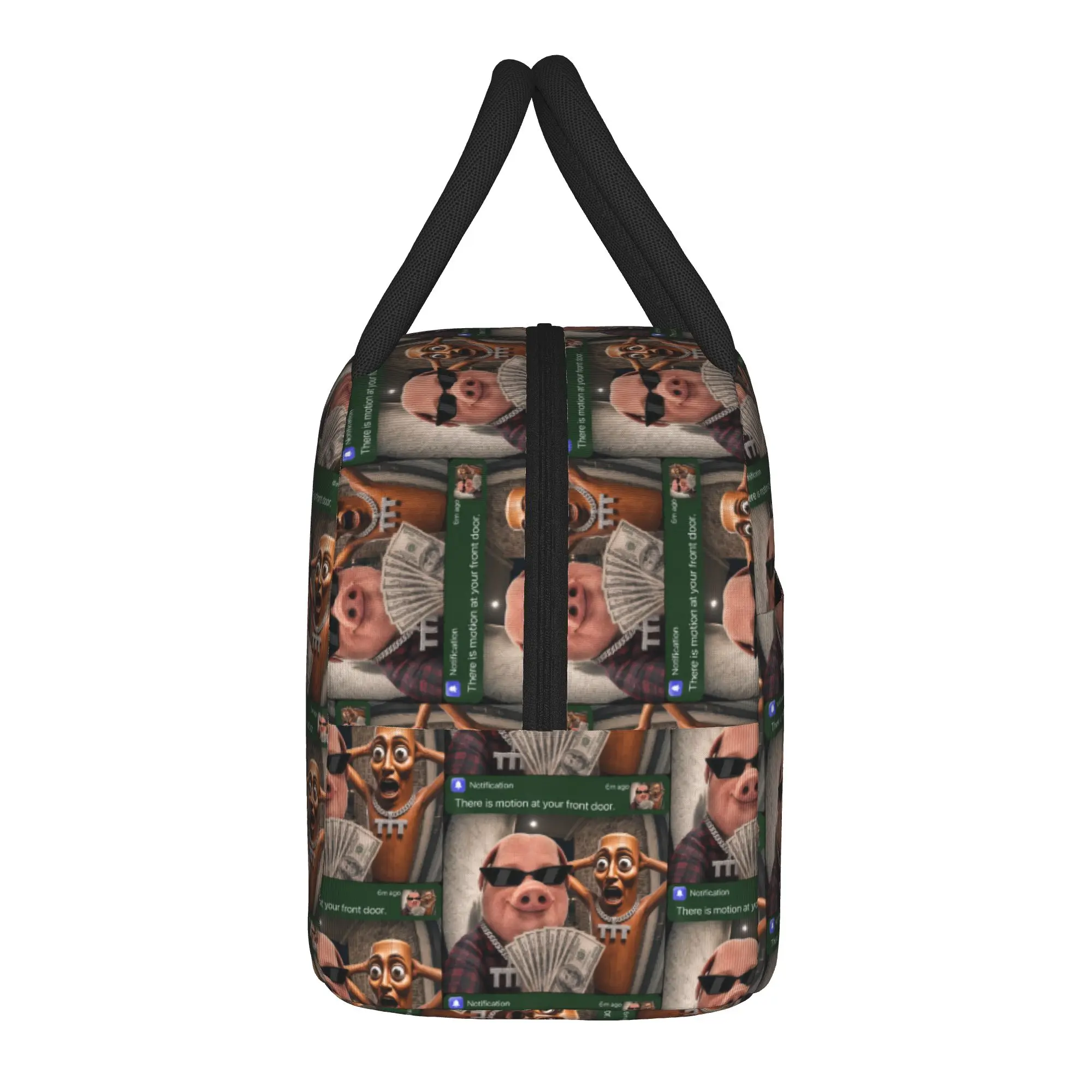 There is Motion at Your Front Door Tung Sahur and Jonh Pork Lunch Bag Women Print Lunch Box School Cooler Bag Thermal Lunch Bags