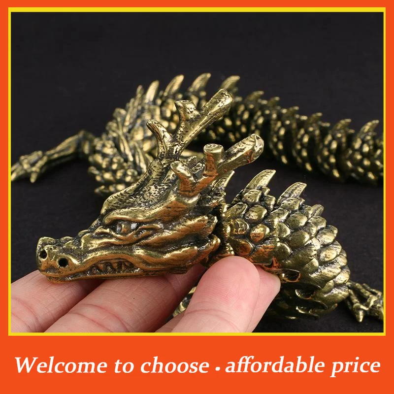 #1Pcs Moveable Body Joints Antique Alloy Lucky Dragon Desktop Office Crafts 3D Dragon Statue Ornament Home Decoration Gifts
