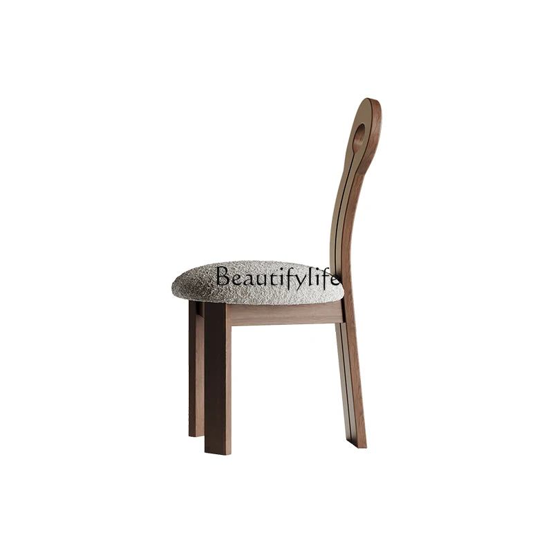 

Wabi Sansan Solid Wood Dining Chair Light Luxury Leisure Backrest Retro Style Chair