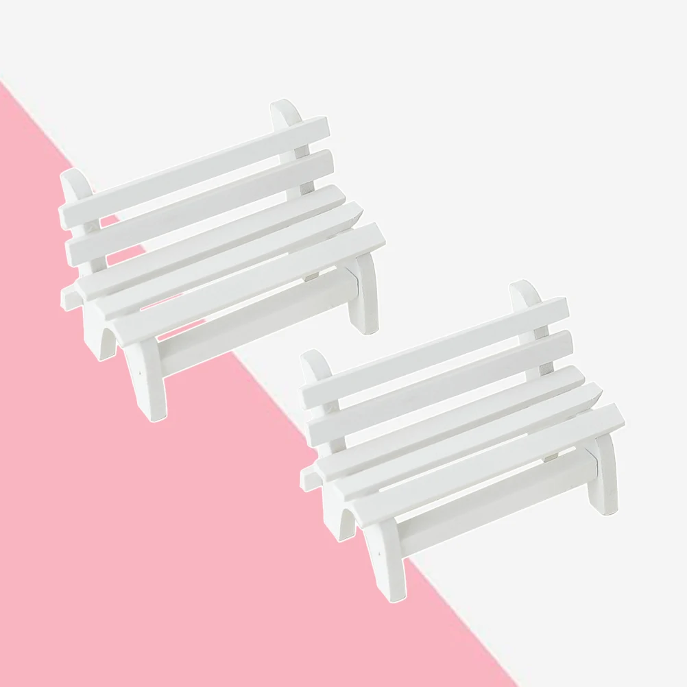 

3pcs Mini Wooden Bench Garden Decoration Craft Prop Light Weight Hollow Design Home Landscape Ornament Bookshelf Sill