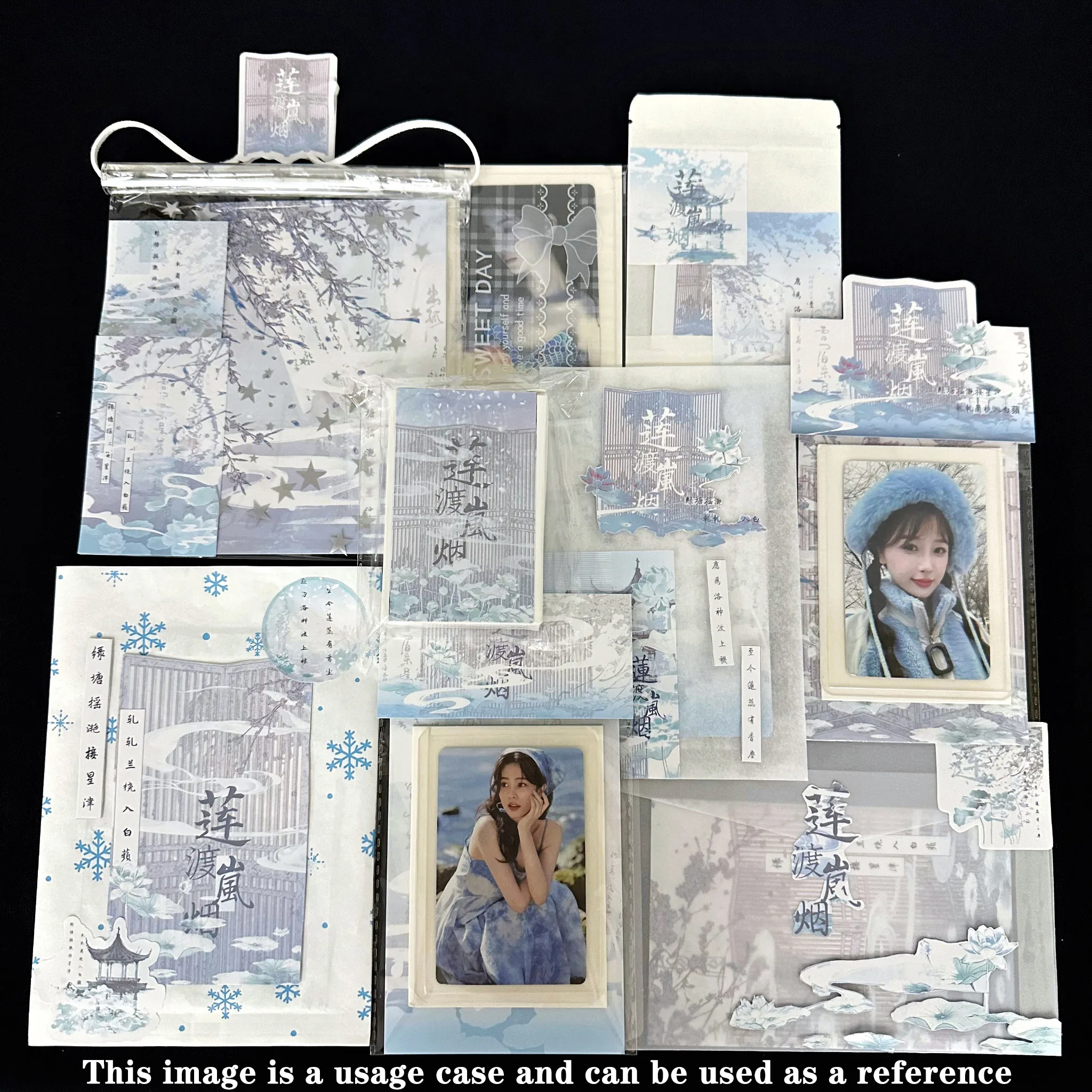 

174pcs Grey blue scenery Design DIY packaging decorating set-foldable card,sticker,OPP self-adhesive bag-used Kpop,Birthday gift