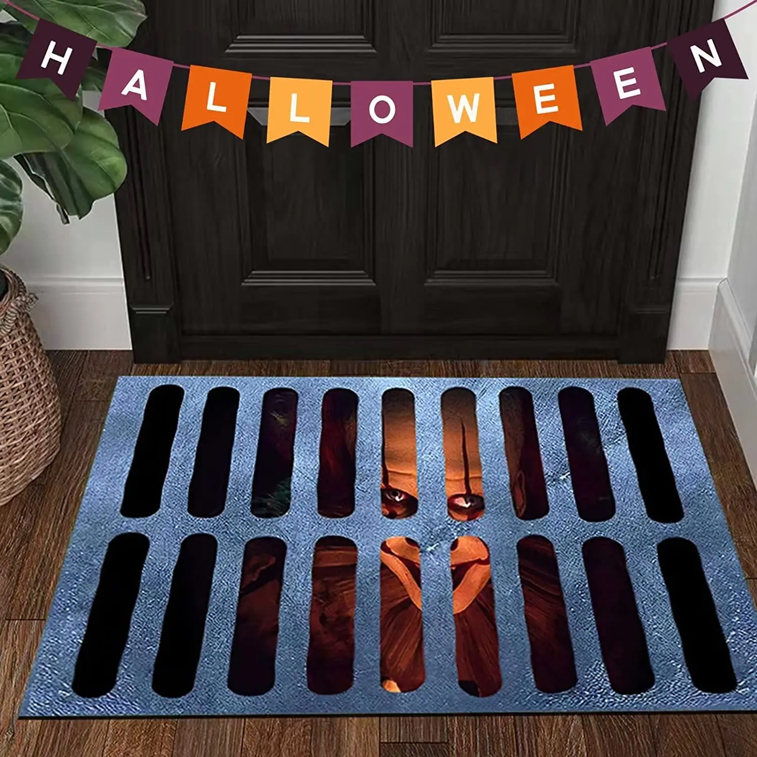 Halloween 3D Phantom Horror Movie Clown Indoor and Outdoor Non-Slip Carpet Bedroom Bathroom Floor Mat Carpet Decoration