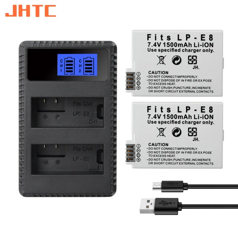 

LP-E8 Battery Charger For Canon EOS Rebel T3i T2i T4i T5i 600D 550D 650D 700D Kiss X5 X4 X6 X7 LP E8 LPE8 1500mah Batteries