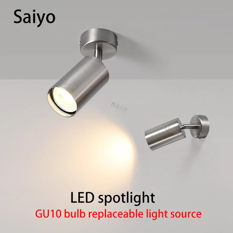 Led Spotlights GU10 Bulb Replaceable Light Source Spot Vintage Bauhaus Type Ceiling Lamp Sand Nickel Silver Color Surface Lights