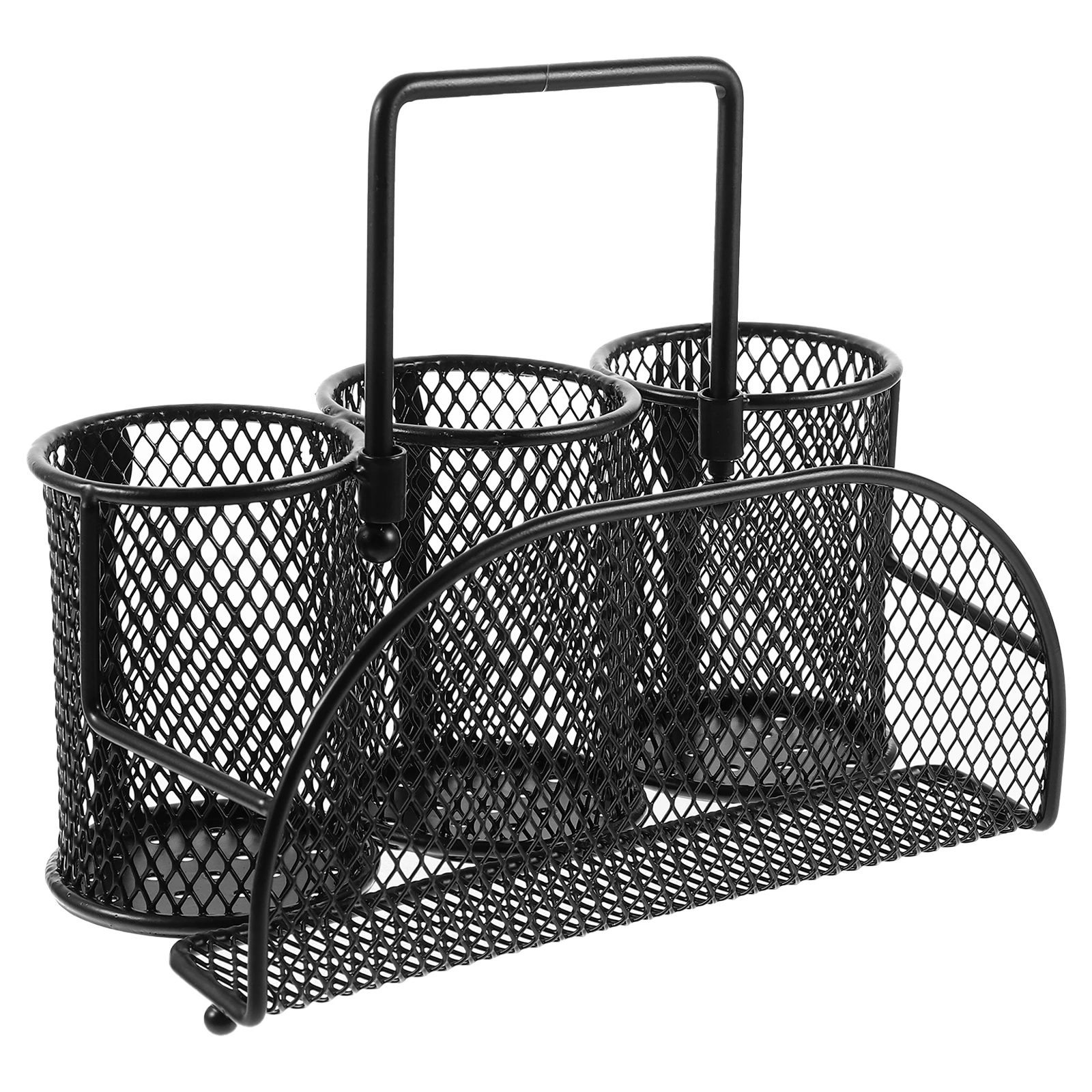 

Black Iron Kitchen Desktop Chopstick Holder Multi-Grid Cutlery Holder Spoon Organizer Compact Utensil Storage Rack