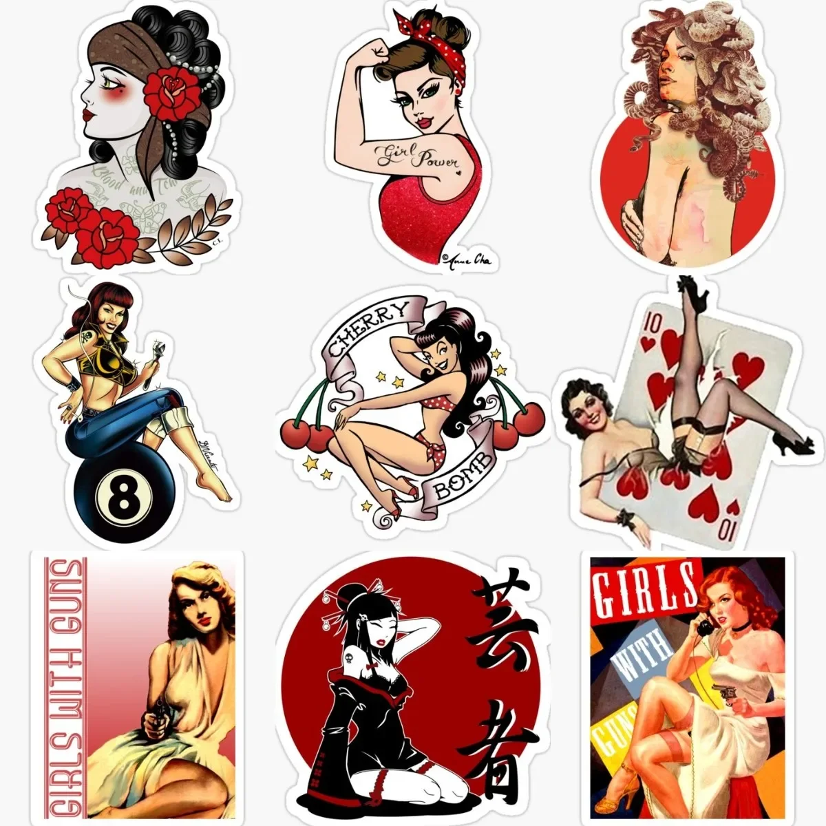 

Pin Up Sexy Girl Sticker Bicycle Car Motorcycle Accessories Van Truck Window Wall Room Door Glass Helmet Off-road PVC Decal