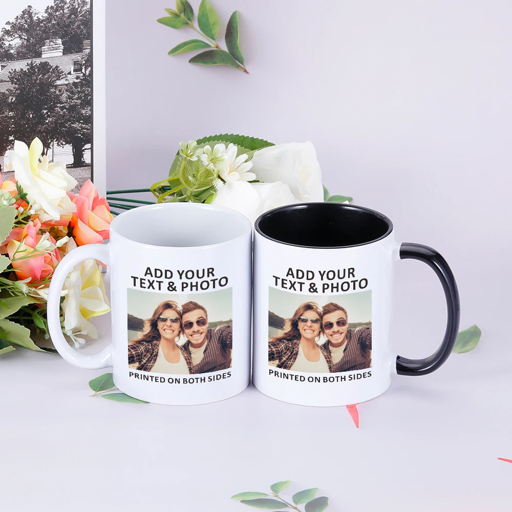 Custom Coffee Mug with Name Photo Ceramic Mug Personalized Logo Own Text Couple Memento Milk Cup Boyfriend Valentine\'s Day Gift