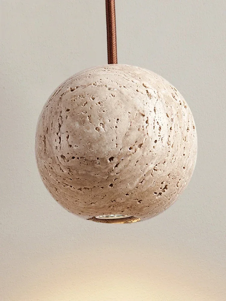 

Modern Cream Style Yellow Travertine Chandelier Nordic Creative Restaurant Home Decoration Bedside Small Pendant Lights