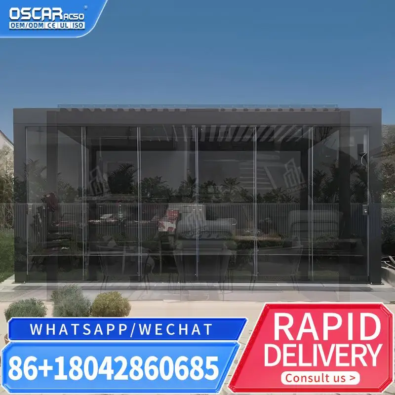 

Регулируемый и стильный жалюзированный, биоклиматический дворик и для заднего двора, балкона, двора, открытого алюминия с раздвижным стеклом в США U