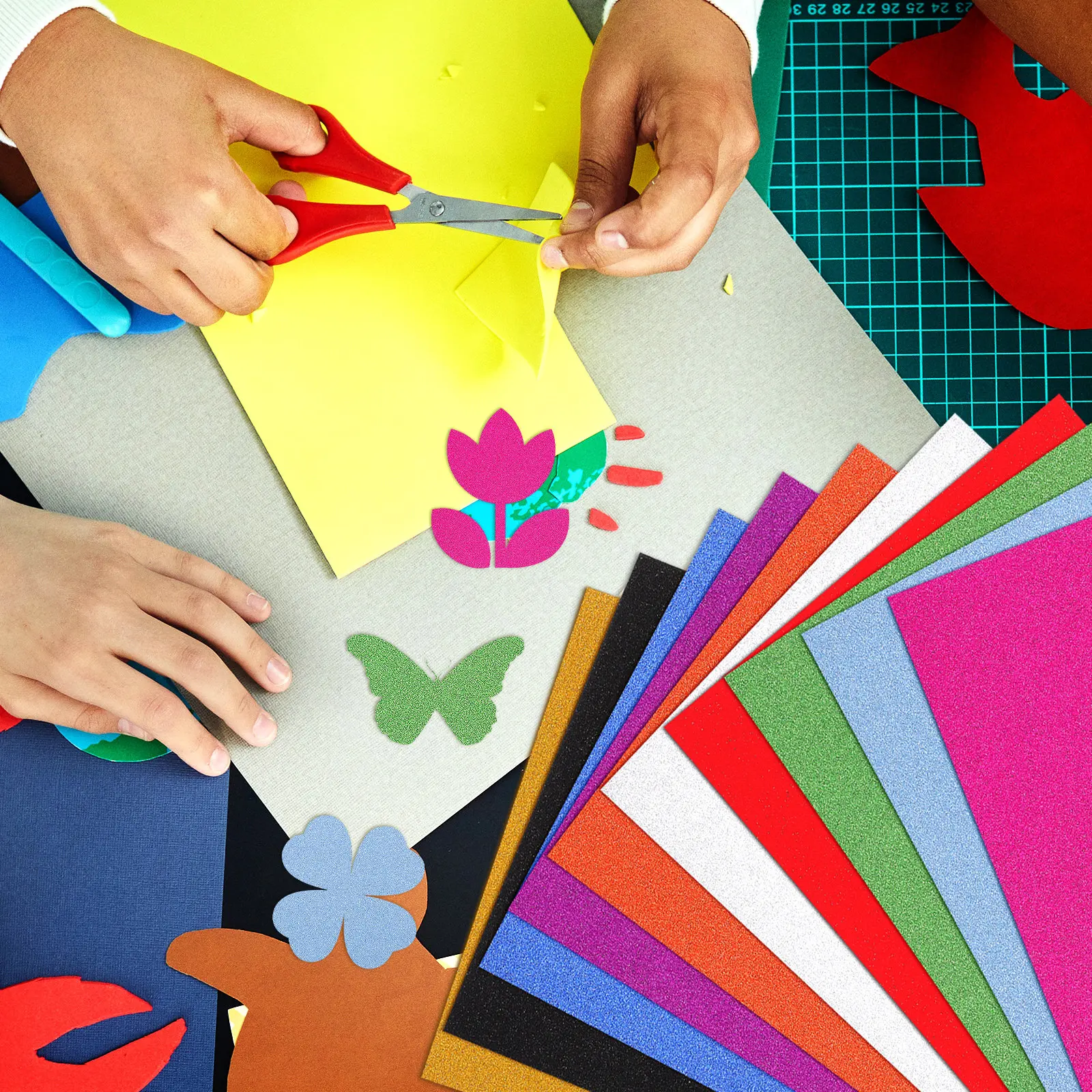 

60 Sheets Glitter Cardstock Paper Assorted Vibrant Colors 250Gsm Moderate Thickness Shiny Sparkle Finish for Scrapbooking Cards