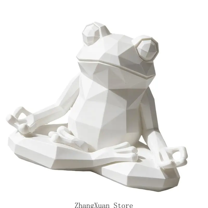 Kleine Frösche Yoga-Statue, geometrische Form, Kunstharz, für Meditationen, Dekorationen für Nachttische oder Arbeitsbereiche – Detail 4