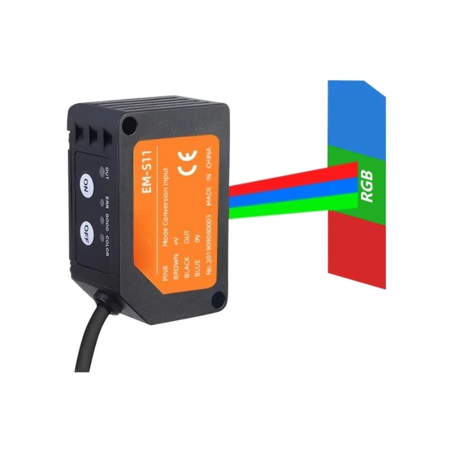 Raun Optical Fiber Color Recognition Mark Sensor Rgb 3 Color NPN PNP Contrast Sensor Mark Photoelectric Sensor Factory Outlet