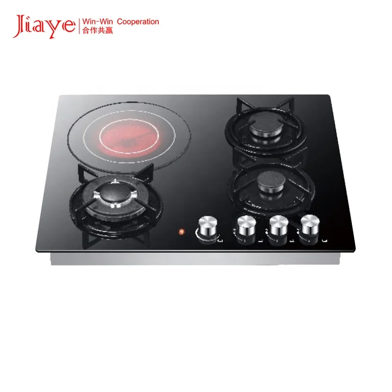 Stainless Steel 4 Burner Gas Electric Hob Induction Built in  Cooker with Cast Iron Pan Support