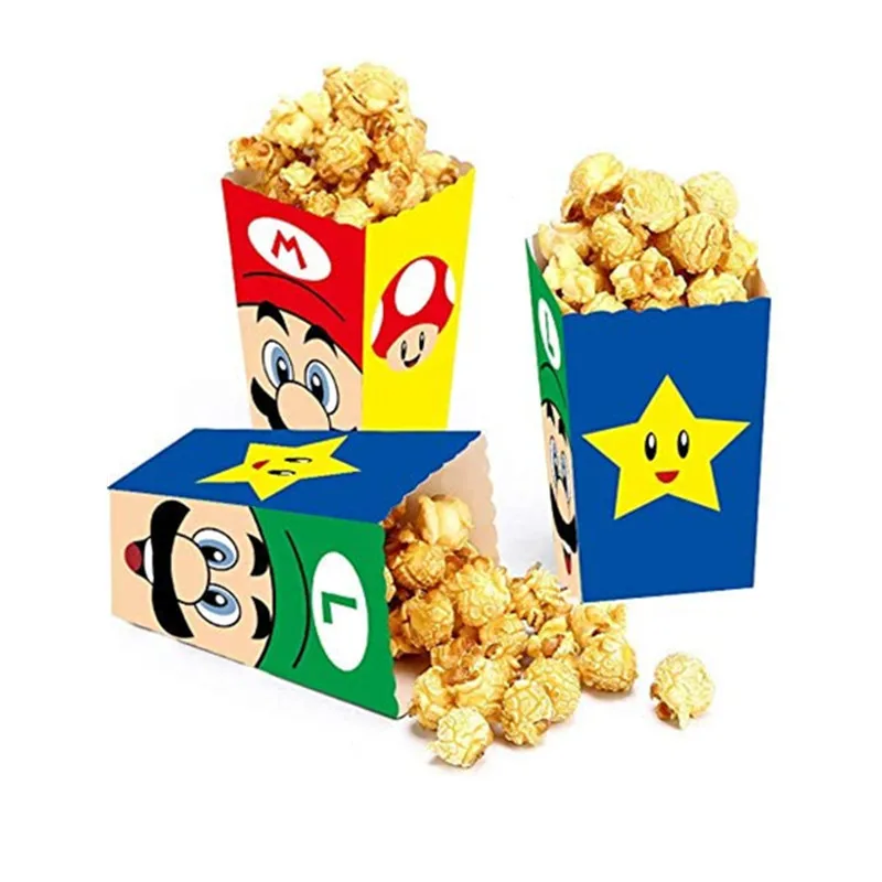 Boîte à pop-corn de dessin animé pour enfants, conteneur à pop-corn, décoration de fête, joyeux anniversaire, Noël, fournitures de mariage, 10 pièces