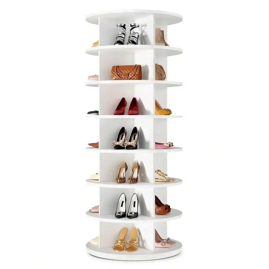 7 Tier Rotating Shoe Rack Tower, Revolving 360 Shoe Rack Storage Round Carousel, Vertical Handbag Shoes Closet Organization