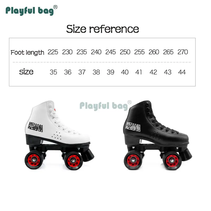 Playful bag Adult Men Women Double Roller Skates Microfiber leather Four Wheel Skating sport shoes Jelly wheel AMB128