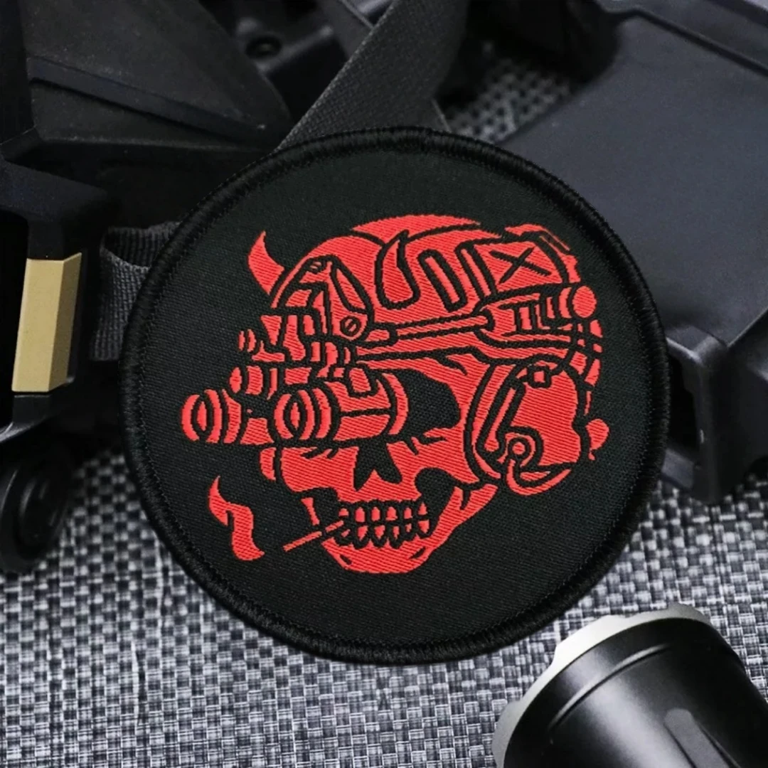 Task Force Doomer The Red Demon Patch TFD Tactical Morale Military Backpack Sticker Woven Mark Hook Loop Patches for Clothing