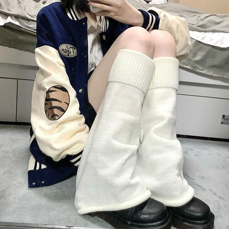 Y2k Pile Sock Cover Knitted Mid Tube Spicy Girl Wide Leg Warm Loose Horn Versatile JK Foot Cover Thickened Women Solid Color view 5