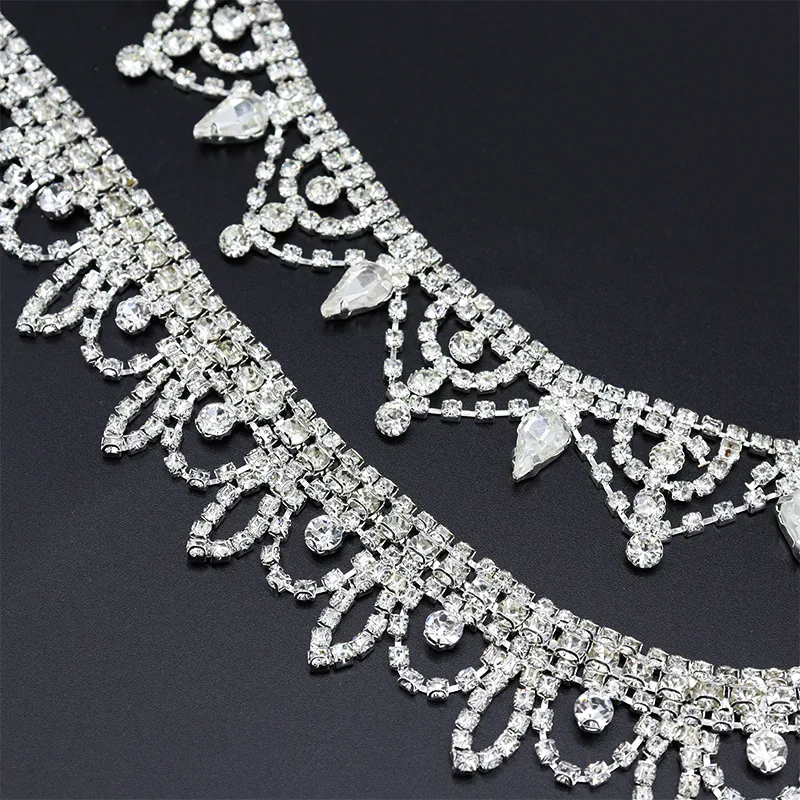 Free Shipping 5yards Rhinestone crystal Chain Bridal Sash Rhinestone Applique, Wedding Applique,Rhinestone Trimming LSMY250