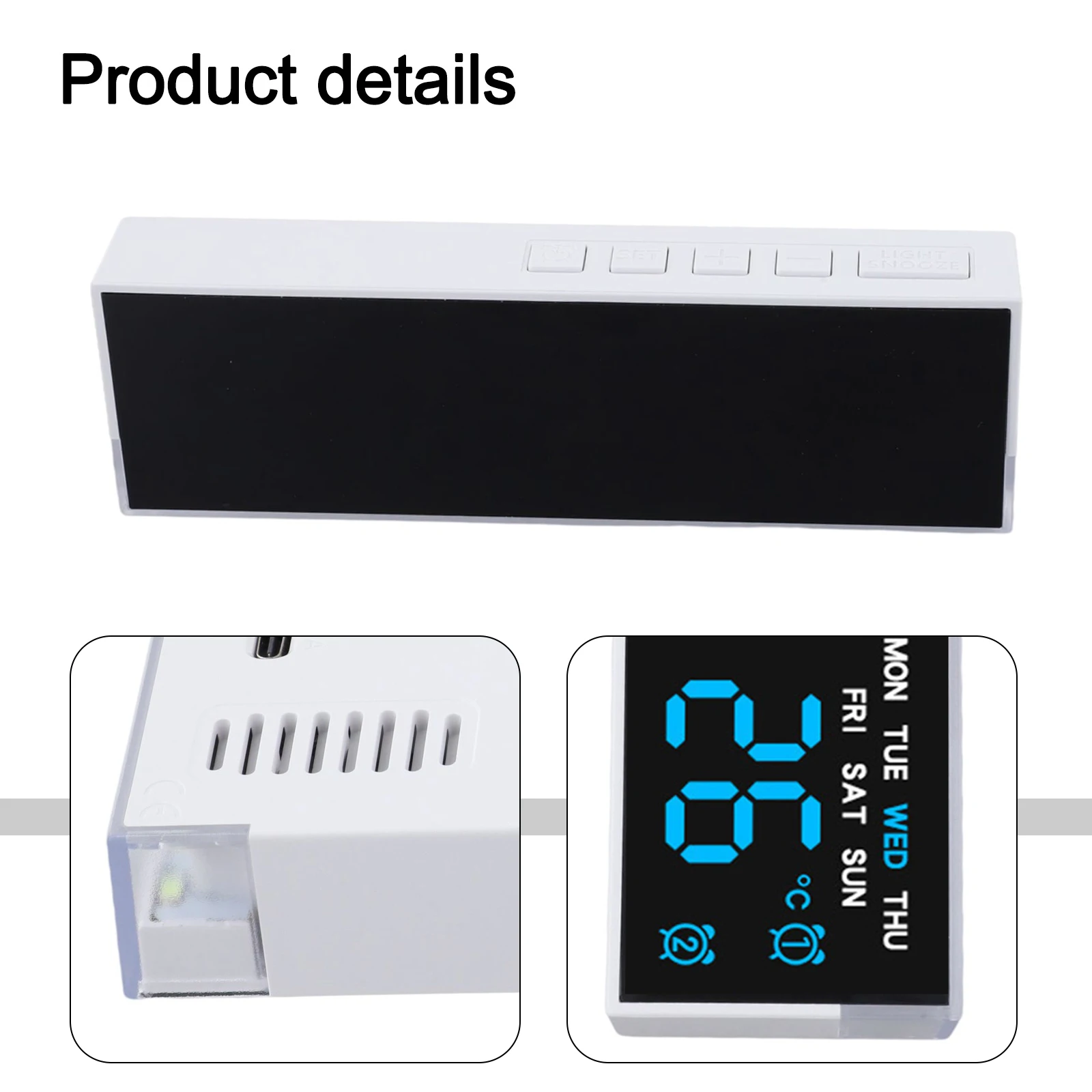 

Многофункциональные часы с регулируемой яркостью, мониторинг температуры в помещении (градусы Цельсия и Фаренгейта)