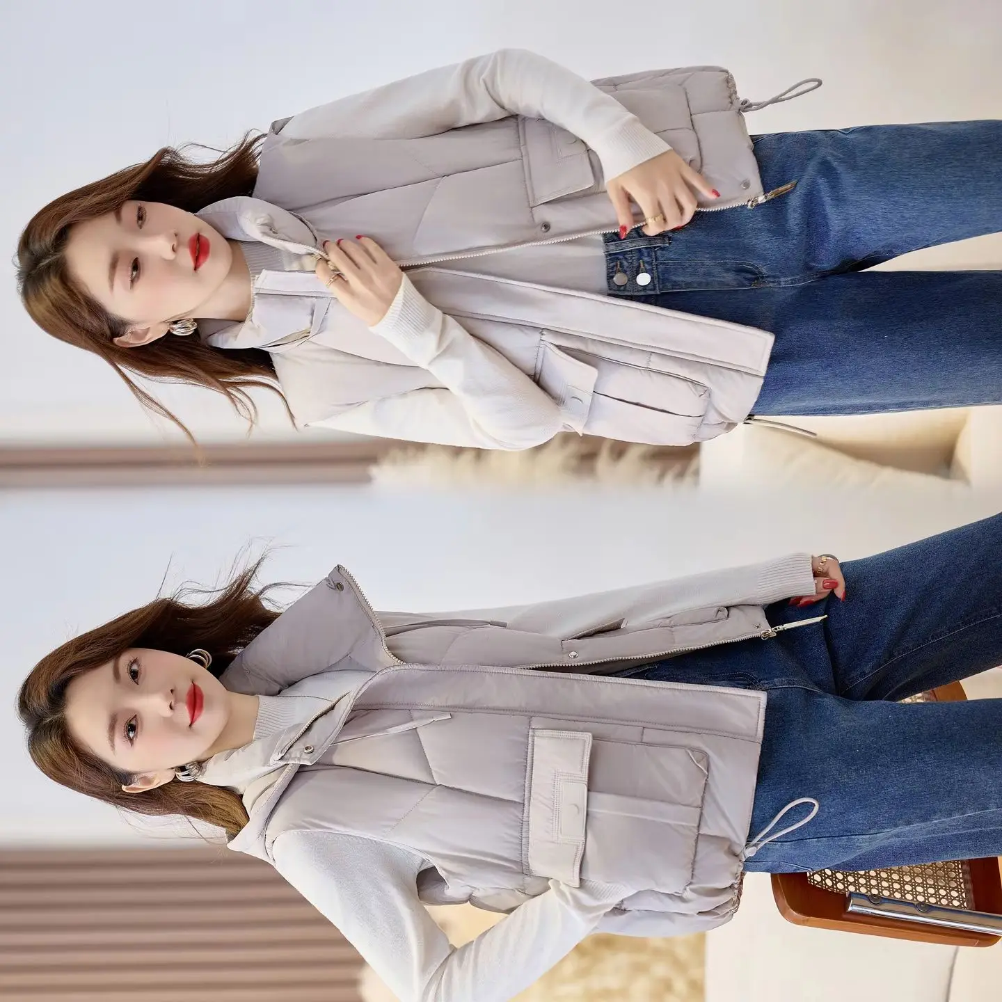 Removable Hat Cotton Vest Women Autumn Winter Korean Loose Short Down Cotton Vest Sleeveless Jacket Female Waistcoat Outerwear