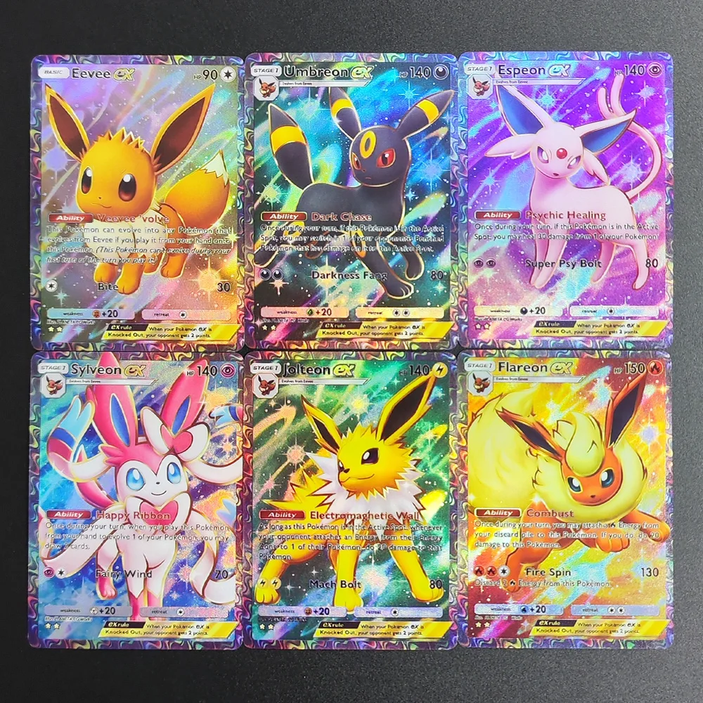 Selbstgemachte BKM TCG Pocket Umbreon Eevee Espeon Flareon Jolteon Sylveon Spielkarten-Sammlung Flash-Karten Spielzeug