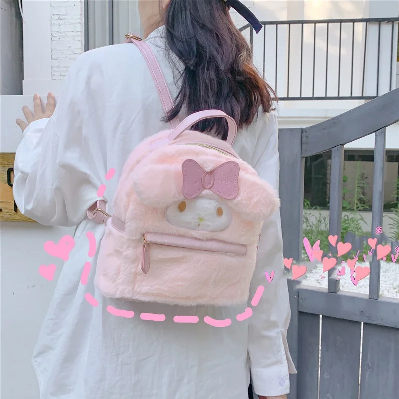 Miniso Cute Kids Backpack Furry Plush Bag Girls Backpack For Kids Dog Backpack Plush Mini Backpack Cute Girl Bag Great Gifts