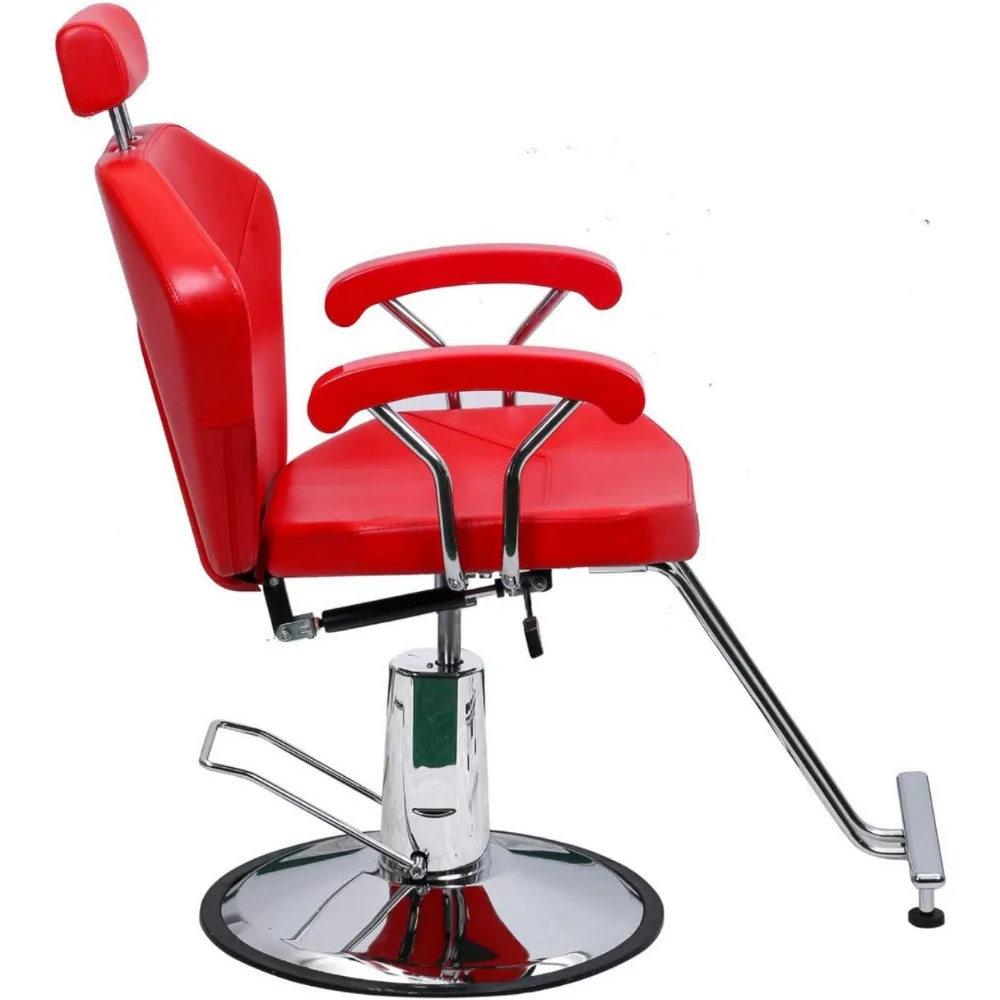 Funnylife كرسي مصفف الشعر الأحمر الهيدروليكي مستلق كرسي الحلاق صالون الشامبو معدات سبا التجميل #3