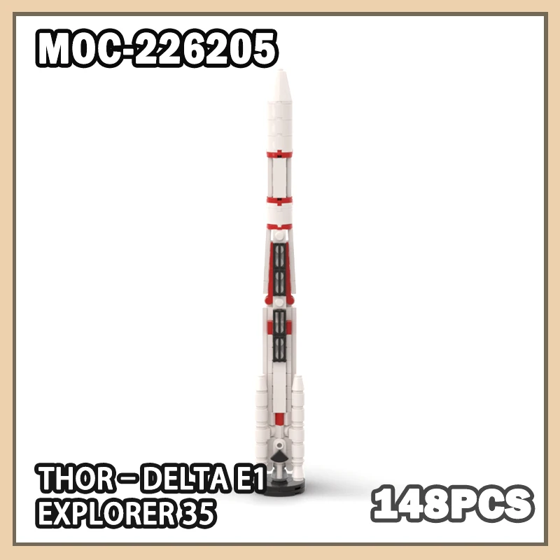 MOC-226205 DIY Education Aerospace Thor–Delta E1 – Explorer 35 Building Block Space Rocket Model Brick Set Creative Gifts 148PCS