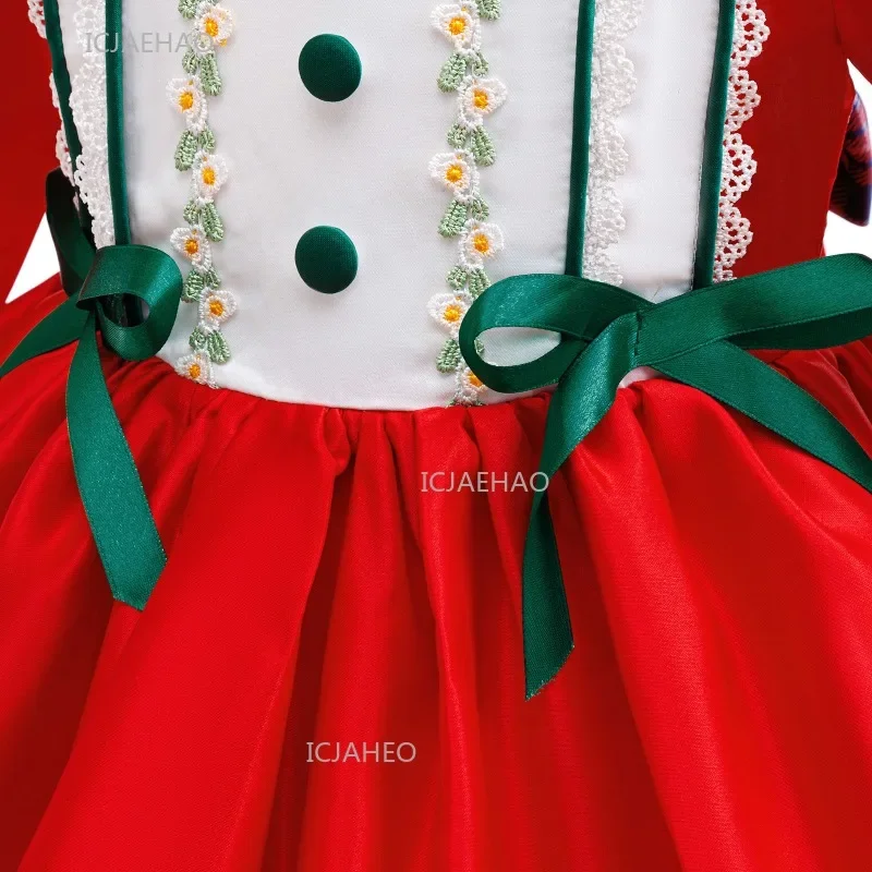 Red Christmas Dress Girls Baby Bow Lolita Princess Party Gown Costume Toddler Pageant Formal Holidays Kids Outfit Red Clothes