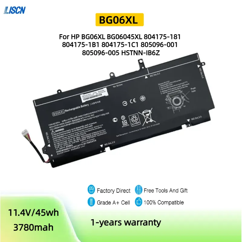 BG06XL Laptop Battery  for HP EliteBook Folio 1040 G3 Series Notebook BG06045XL HSTNN-IB6Z HSTNN-Q99C 11.4V 45wh 3780mha