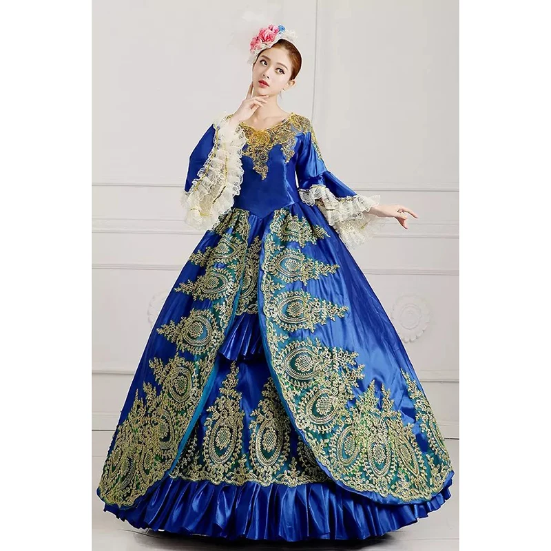 Ball Gown Medieval Court Marie Evening Dresses Baroque Victorian Prom Theater Party Gowns Masquerade Halloween