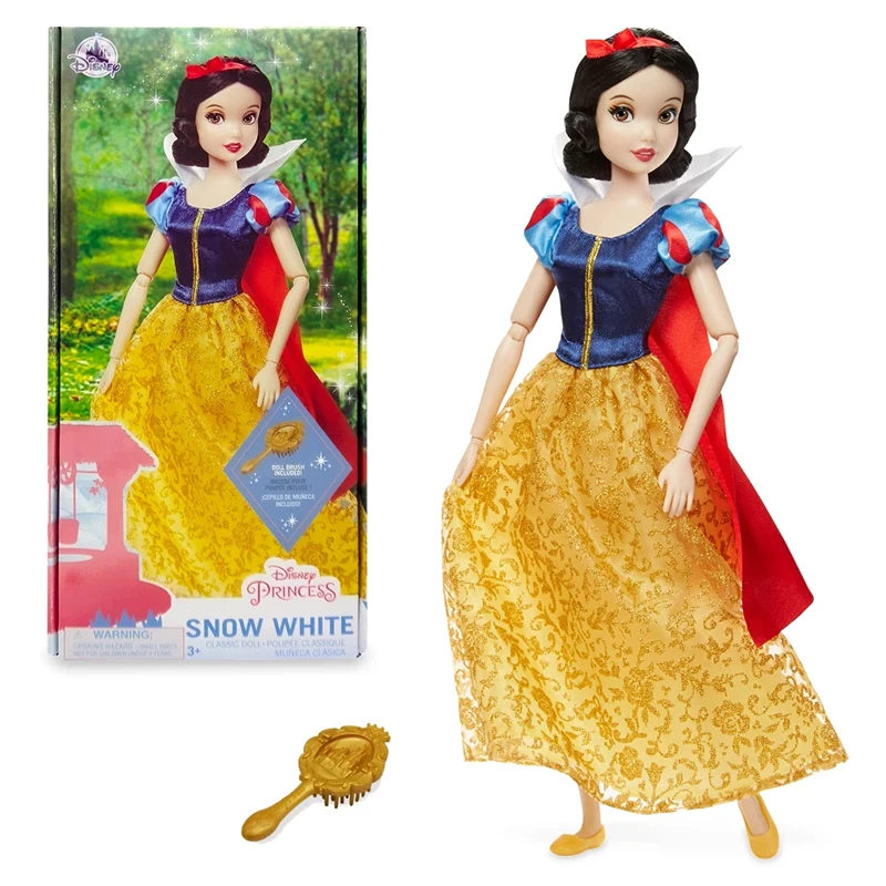 Original Disney Store 30CM Rapunzel Frozen Anna Elsa Mermaid Snow white Princess Joint Vinyl Doll Figure toys For kids Xmas gift