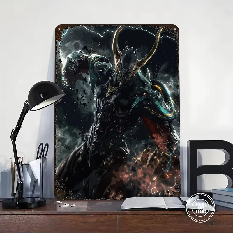 Warframe Excalibur Umbra Digital Art Poster Customized Vintage Metal Signs Wall Art Retro Tin Plaque for Home Decor Items House