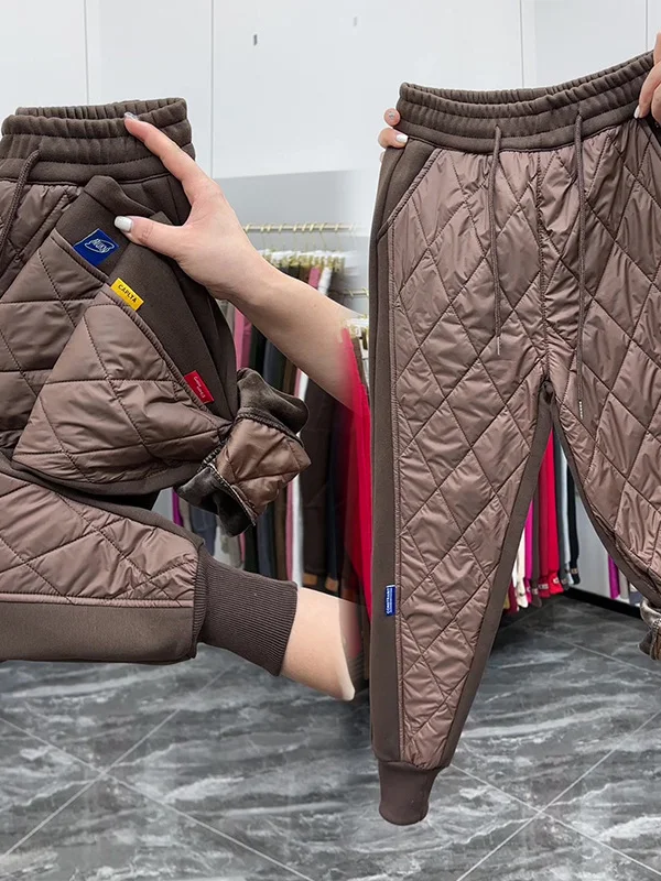 Women's down Cotton Pants Loose Casual Winter High Waist Long Trousers Fashionable Slimming Warmth Outerwear Lantern Pants