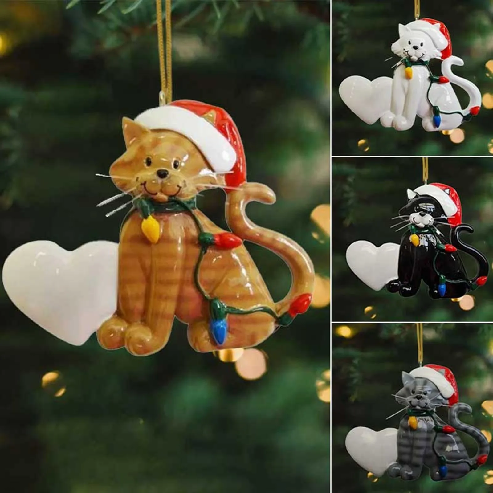 

Christmas Cat Animals Ornament Decoration Hanging Creative Christmas Tree Cute Cartoon Pendant Decoration New Year Navidad Toys